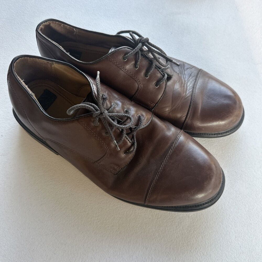 NUNN BUSH Mens 14 Brown Leather Lace Up Cap Toe Dress Shoes Oxford 81102-02